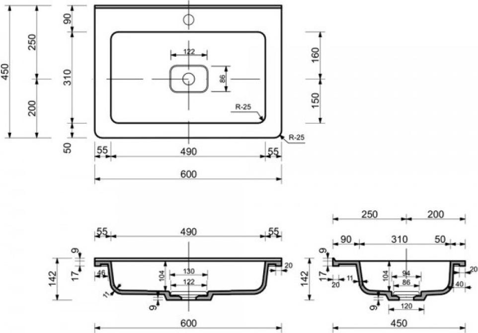 Раковина накладная Style Line Каре 60 СС-00002261, белый