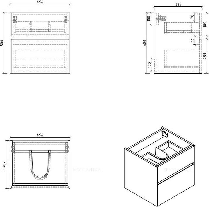 Тумба для комплекта BelBagno PIETRA MINI-500AS-2C-SO-PT stone