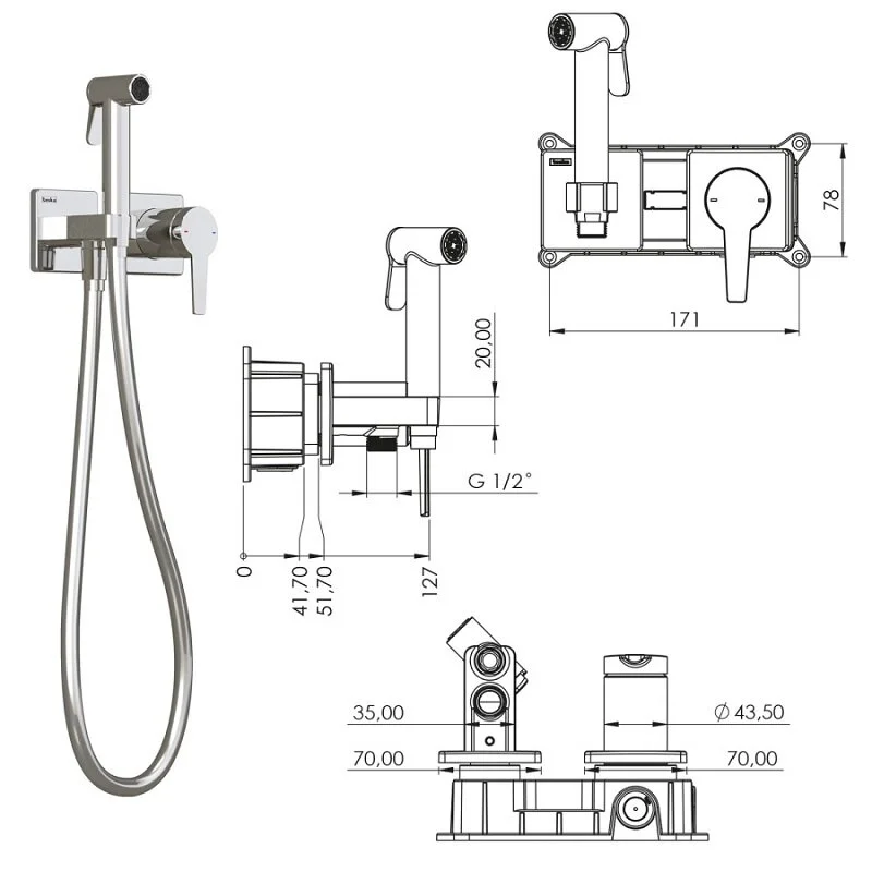 Душ гигиенический Teska Liva Tera T5436 хром