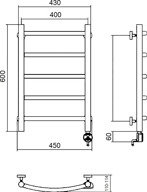 Полотенцесушитель электрический Aquanerzh Дуга R 60x40