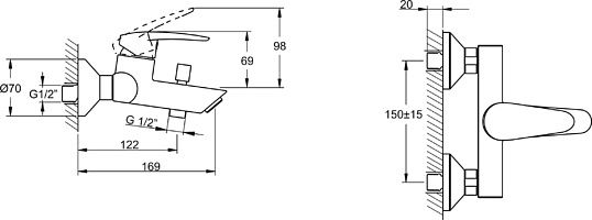 Смеситель для ванны с душем VitrA Dynamic S A40993EXP, хром