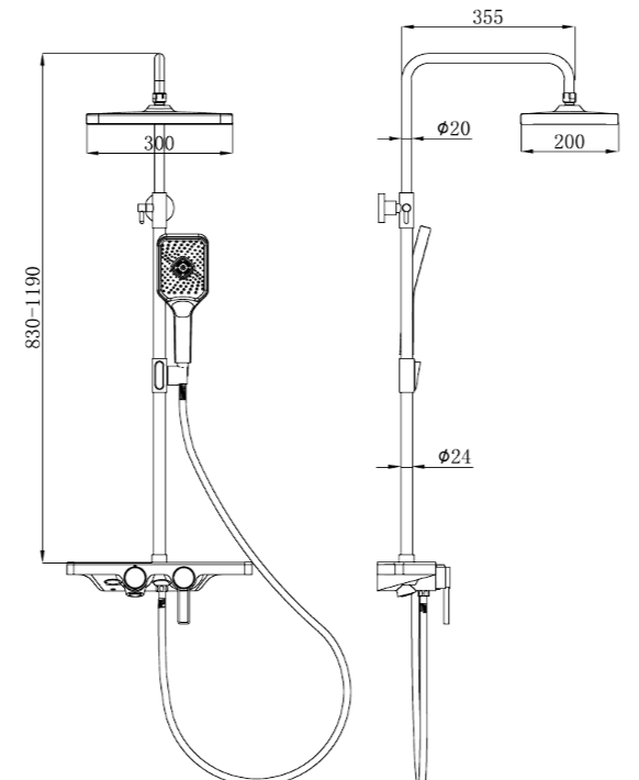 Душевая стойка beWash BV0MMSS6150 со смесителем, хром