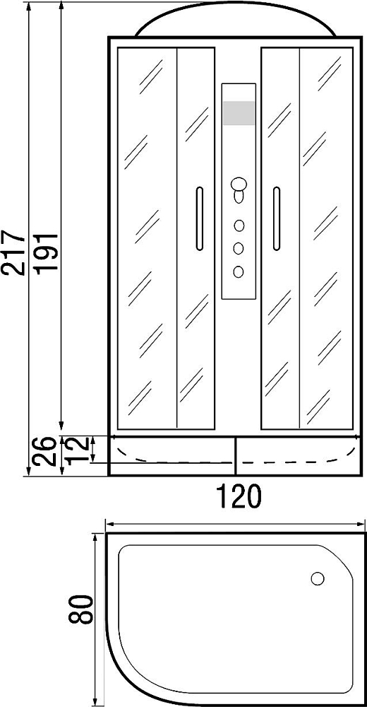 Душевая кабина River Temza 120/80/26 ТН R