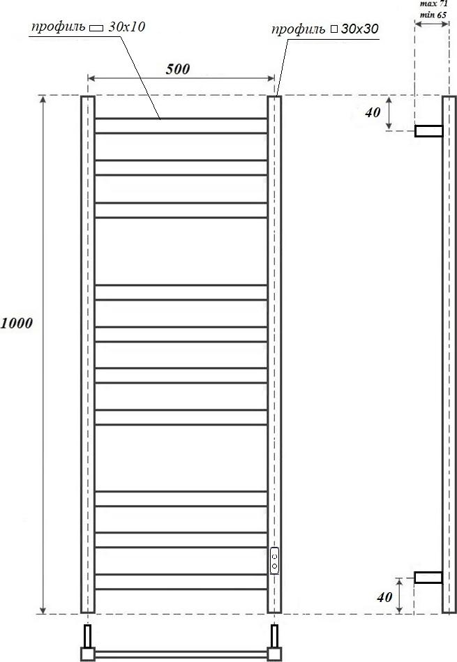 Полотенцесушитель электрический Point Меркурий PN83850W П10 500x1000, белый