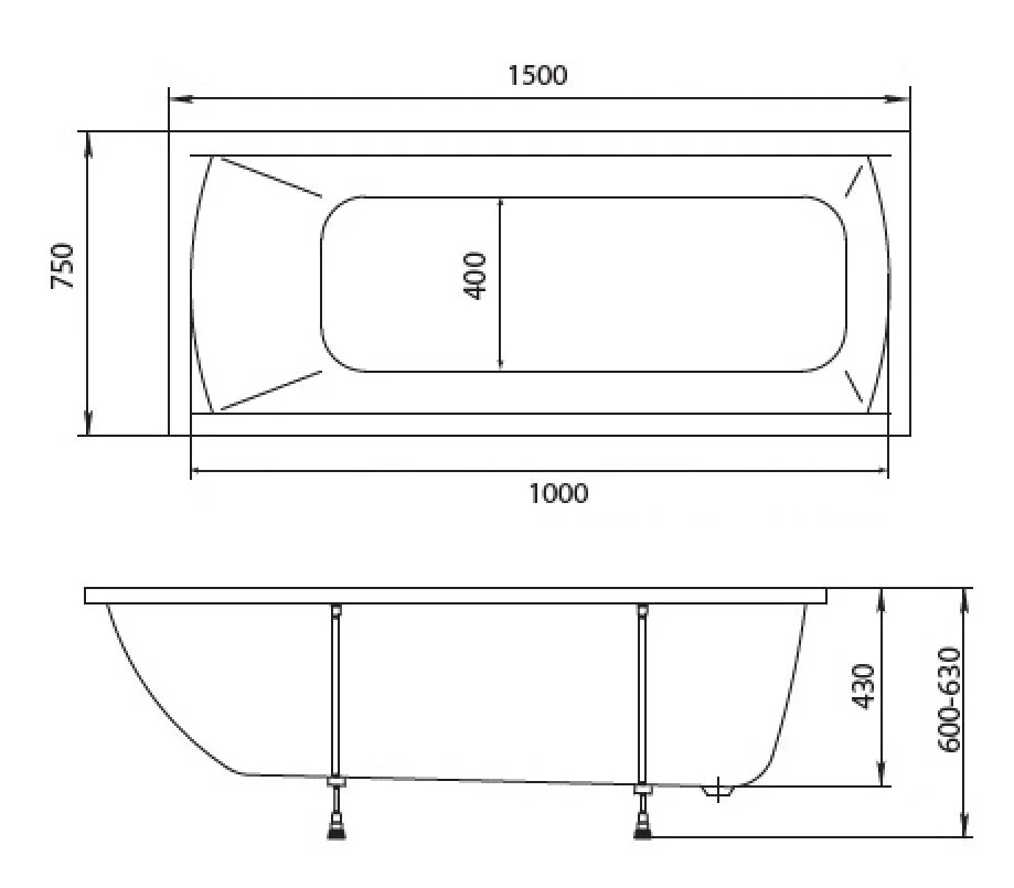 Акриловая ванна Marka One Modern 01мод1575 белый