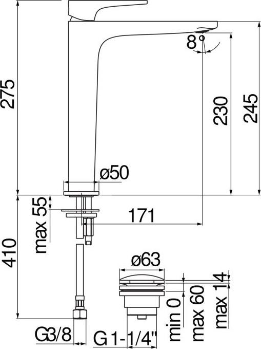 Смеситель для раковины Nobili Yo YO126128/2CR, хром