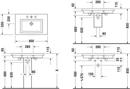 Раковина 80 см Duravit 2 Nd Floor 0491800000