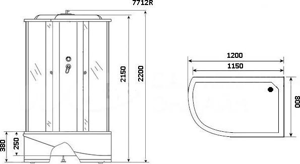 Душевая кабина Niagara Lux 7712WR 120x80x220, хром металлик