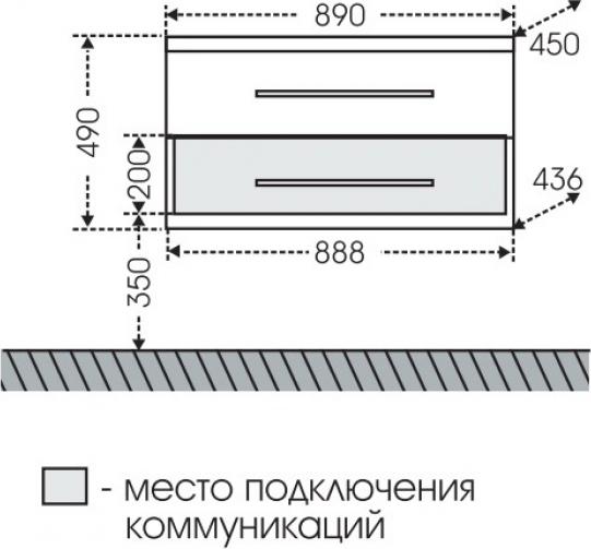 Тумба под раковину СанТа Омега 207041л 89 см белый