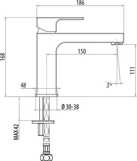 Смеситель для раковины Gattoni Kubik 2544/25C0cr, хром