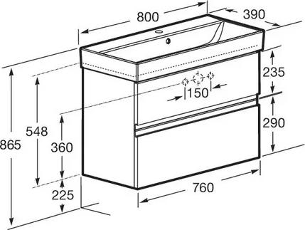 Тумба с раковиной Roca Oleta 80 ZRU9307570 + смеситель, белый матовый