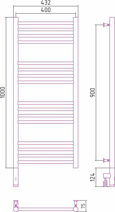 Полотенцесушитель электрический Сунержа Богема 3.0 1000x400 31-5804-1040 МЭМ левый, черный матовый