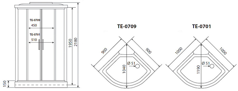 Кабина душевая Timo Eco TE-0701P