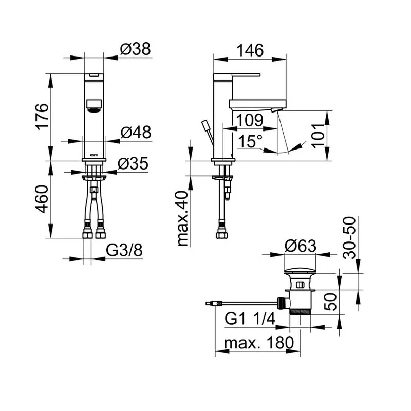 Смеситель для раковины Keuco Ixmo Flat 59502013000 хром