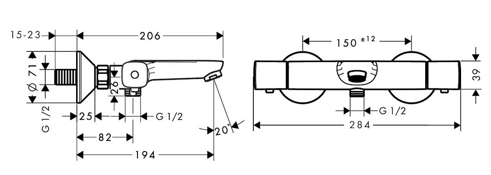 Смеситель для ванны с душем Hansgrohe Logis 71090000/13123000 хром