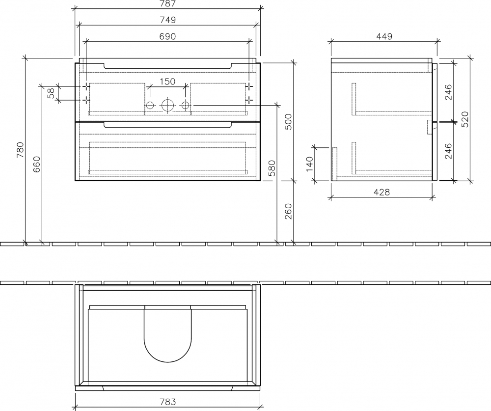 Тумба для комплекта Villeroy & Boch Subway 2.0 80 glossy white