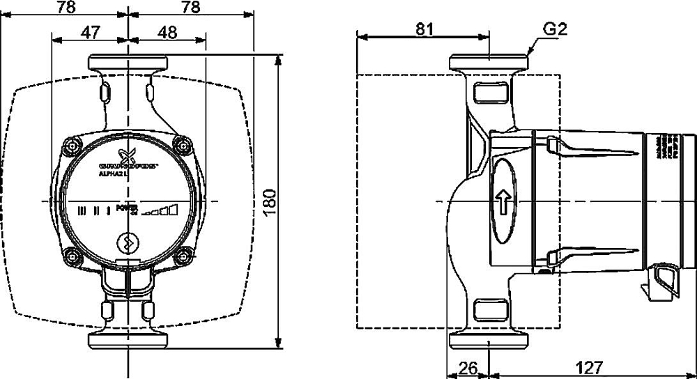 Циркуляционный насос Grundfos Alpha2 L 32-60 180