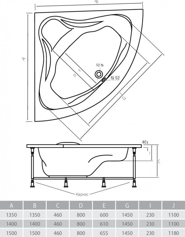 Акриловая ванна Alpen Rumina 140x140 AVY0054