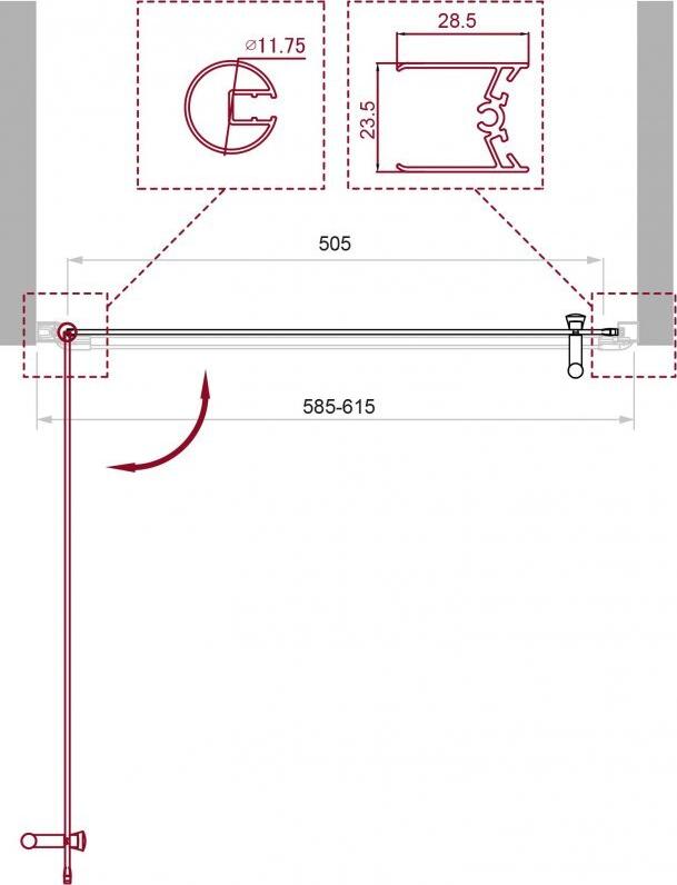 Душевая дверь в нишу BelBagno UNO-B-1-60-C-Cr