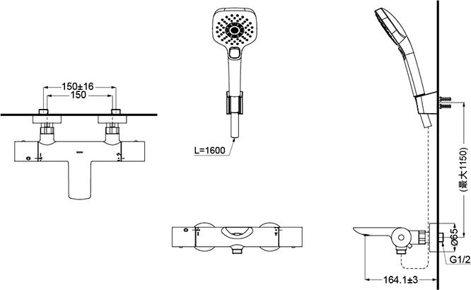 Смеситель для ванны и душа TOTO Showers TBV01402R, хром