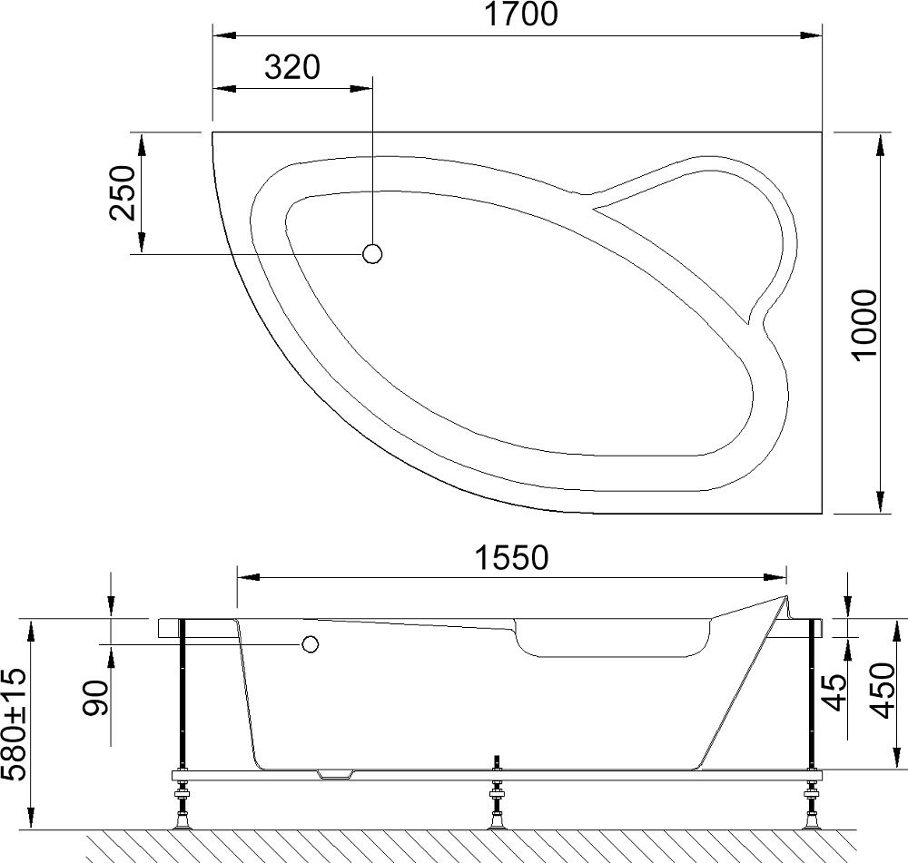 Акриловая ванна Royal Bath Alpine 170 см RB 819102 R