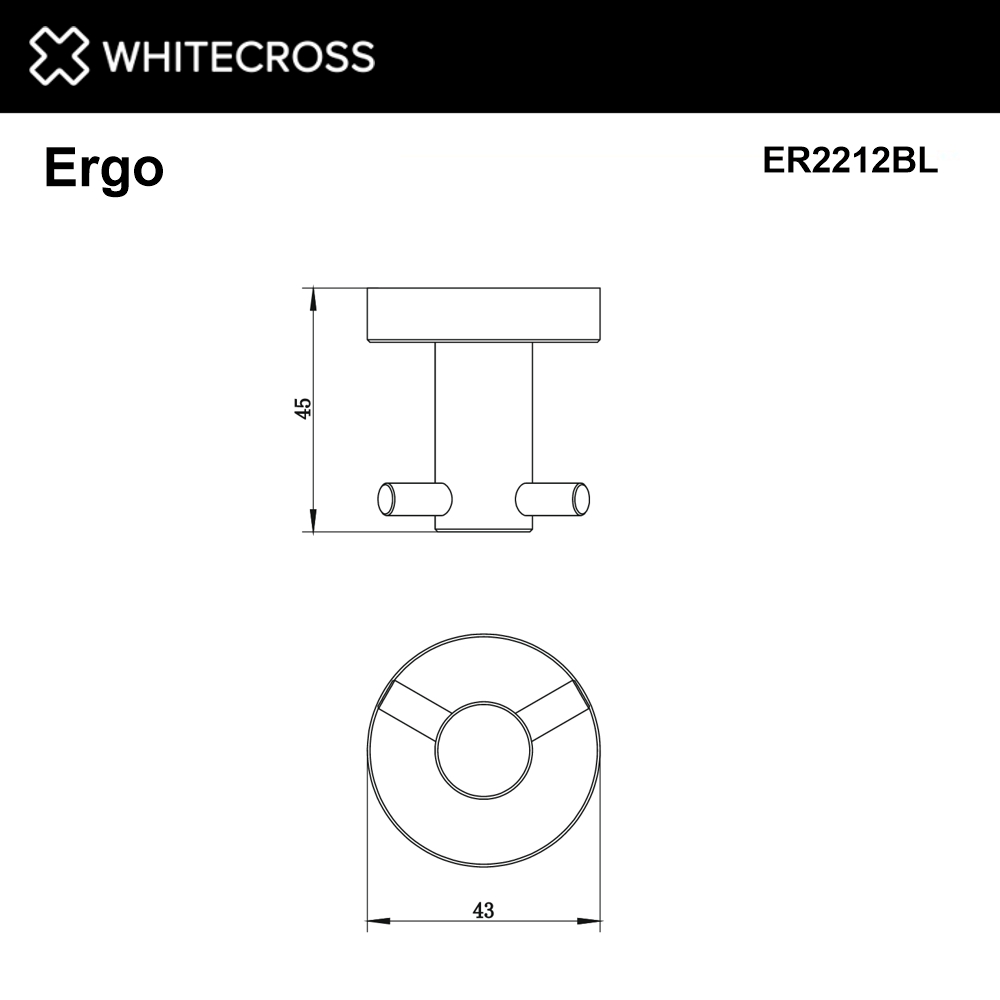 Крючок двойной Whitecross Ergo ER2212BL черный матовый