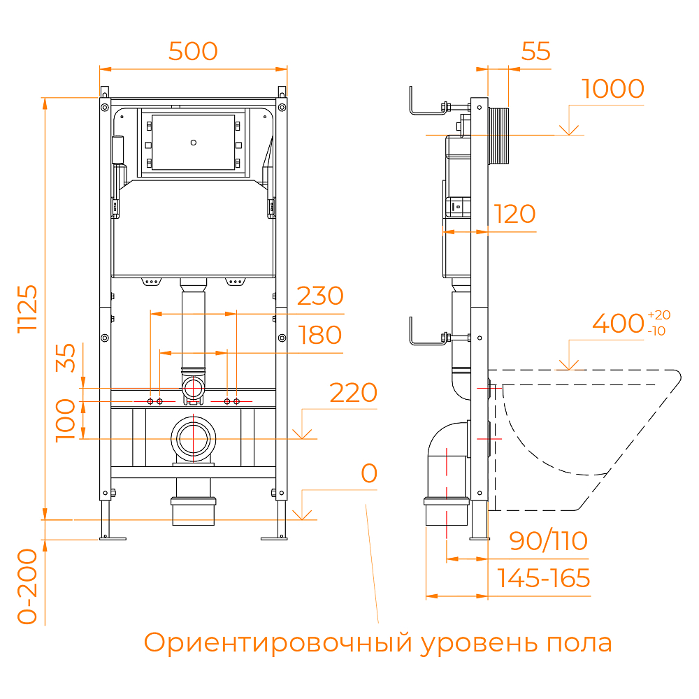 Унитаз подвесной с инсталляцией RGW 68420460-01 белый