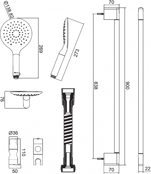 Душ ручной Bravat Snow P70144CP-RUS для ванны