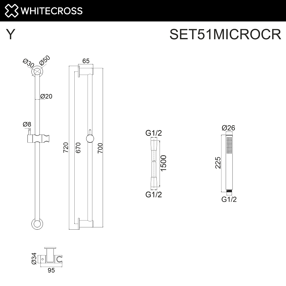 Душевой гарнитур Whitecross SET51MICROCR хром