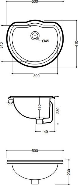 Рукомойник Kerasan Retro 103101 встраиваемый (46 см)