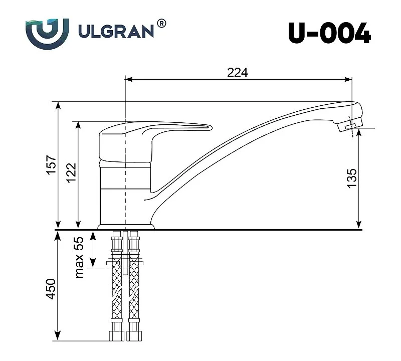 Смеситель для кухни Ulgran U-004 U-004-344 черный