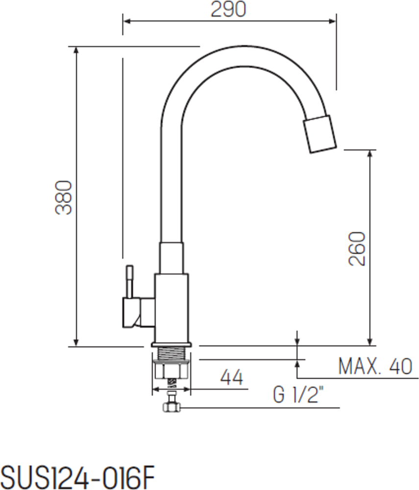 Смеситель для кухни РМС SUS124W-016F с гибким изливом, белый