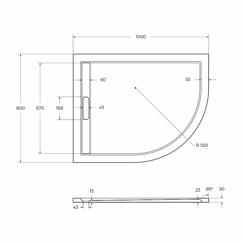 Душевой поддон Cezares Tray 100x80 TRAY-AS-RH-100/80-30-W-L белый