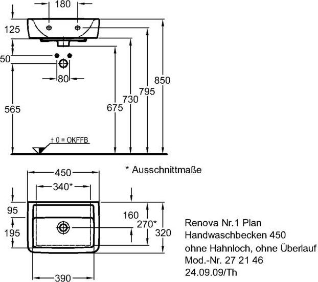 Раковина 45 см Geberit (Keramag) Renova Nr. 1 Plan 272146000, белый