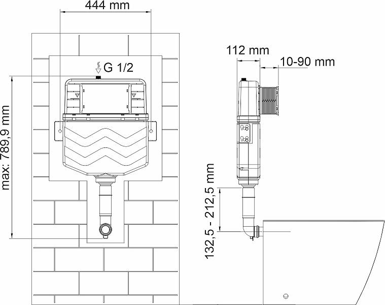 Смывной бачок скрытого монтажа WasserKRAFT Aller 10TLT.031.ME.PB01 с клавишей смыва черный глянец