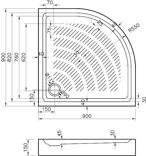 Душевой поддон Lavinia Boho Rock 90x90 37072900, белый