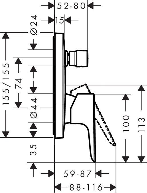 Смеситель для ванны Hansgrohe Talis E 71474340, шлифованный чёрный хром