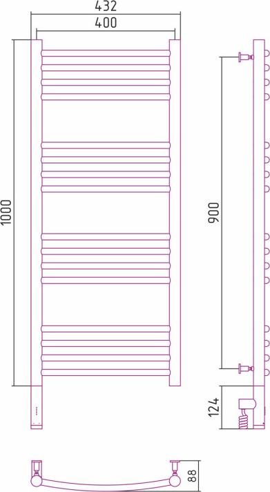 Полотенцесушитель электрический Сунержа Богема 3.0 1000x400 032-5802-1040 МЭМ левый, золото матовое