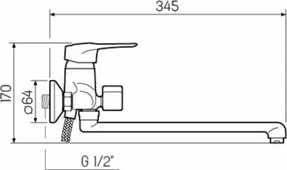 Смеситель для ванной РМС SL55-006EK, хром