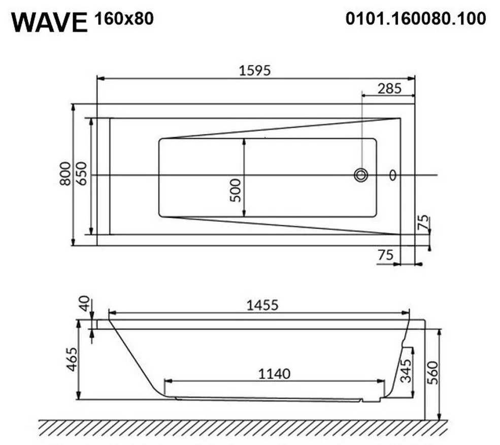 Акриловая ванна Whitecross Wave 0101.160080.100.NANO.GL золото, белый