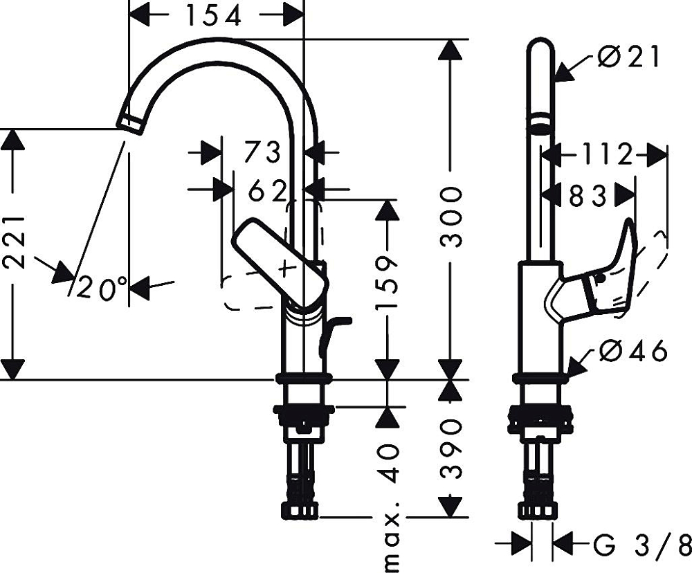 Смеситель для раковины Hansgrohe Logis 71130000, хром