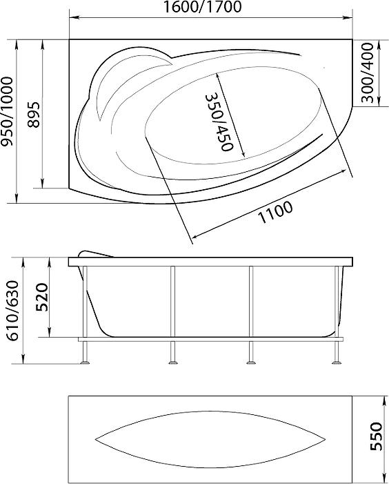 Каркас для ванны 1MarKa Julianna 160 03дж1695