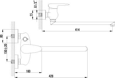 Смеситель для ванны Lemark Status LM4417C универсальный