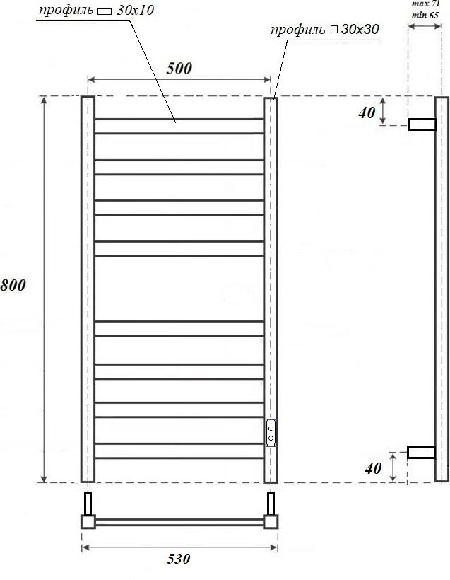 Полотенцесушитель электрический Point Меркурий PN83858 П8 500x800, хром