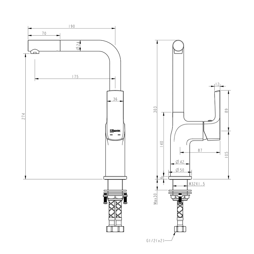 Смеситель для кухни Lemark Ursus LM7205BL черный