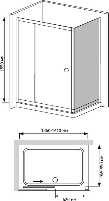 Душевой уголок RGW Classic CL-45 (1360-1410)x1000x1850 стекло чистое