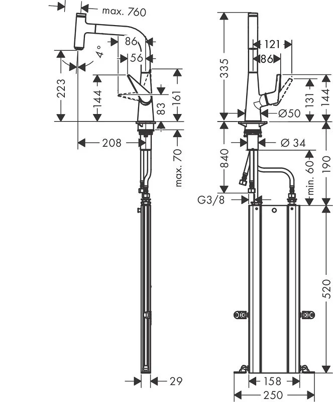 Смеситель для кухни Hansgrohe Talis Select 73852800 серый