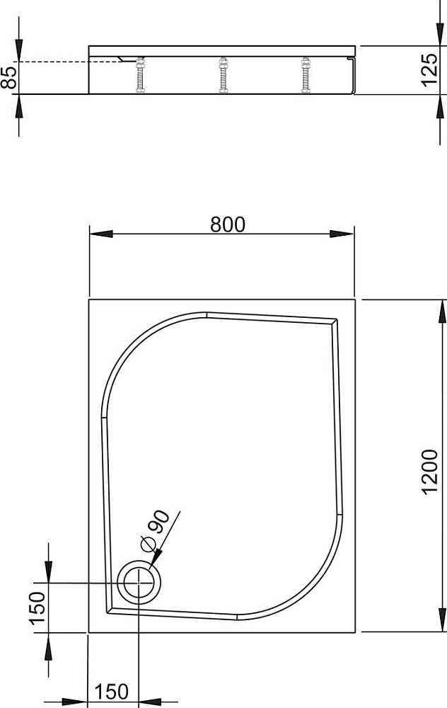 Поддон для душа Radaway Paros D1200