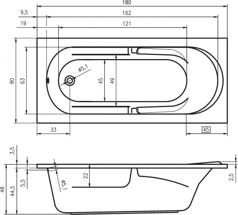 Акриловая ванна Riho Future 180х80 B074001005