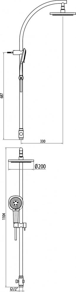 Душевая стойка Gattoni Programma Docce 4396/PDC0cr, хром